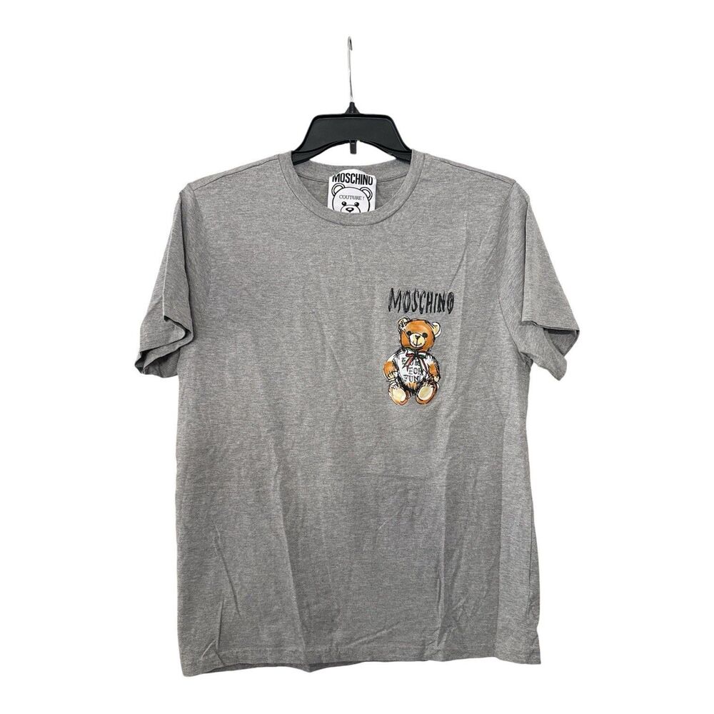 Moschino Couture Oversized Teddy Bear Logo Tee Gray Small Milano